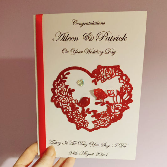 Handmade wedding card (Lovebirds)
